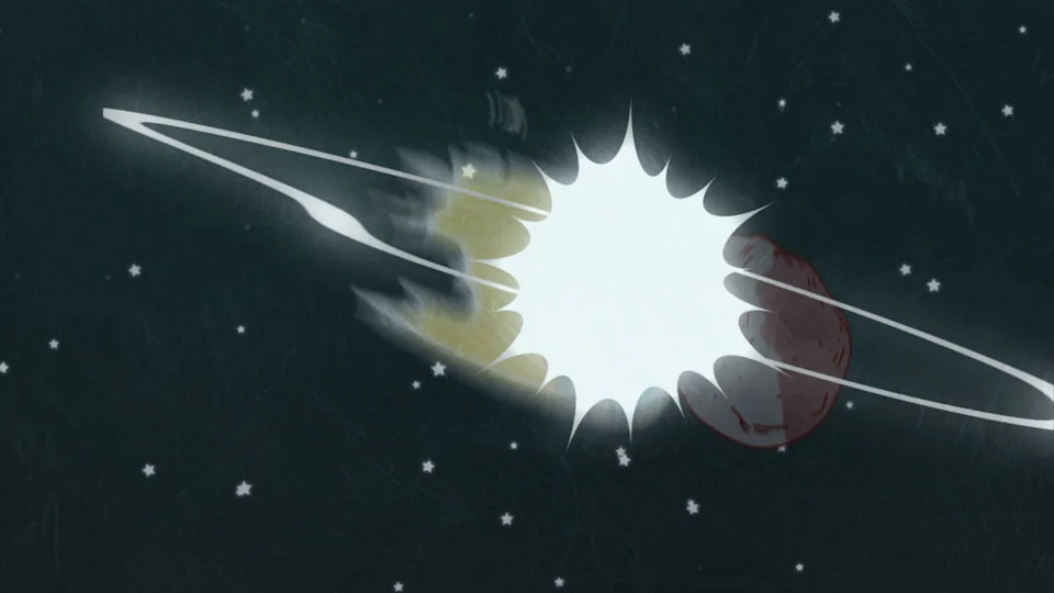 Animated eclipse scene from Recreo Espacial